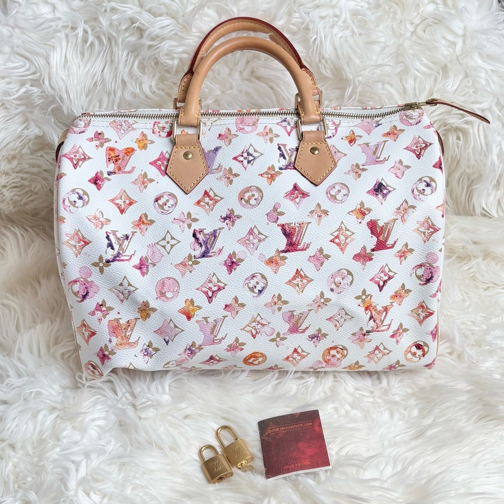 β¨π¦ Louis Vuitton π¦β¨ Speedy 35 Richard Prince Aquarelle Watercolor - Picture 3 of 16